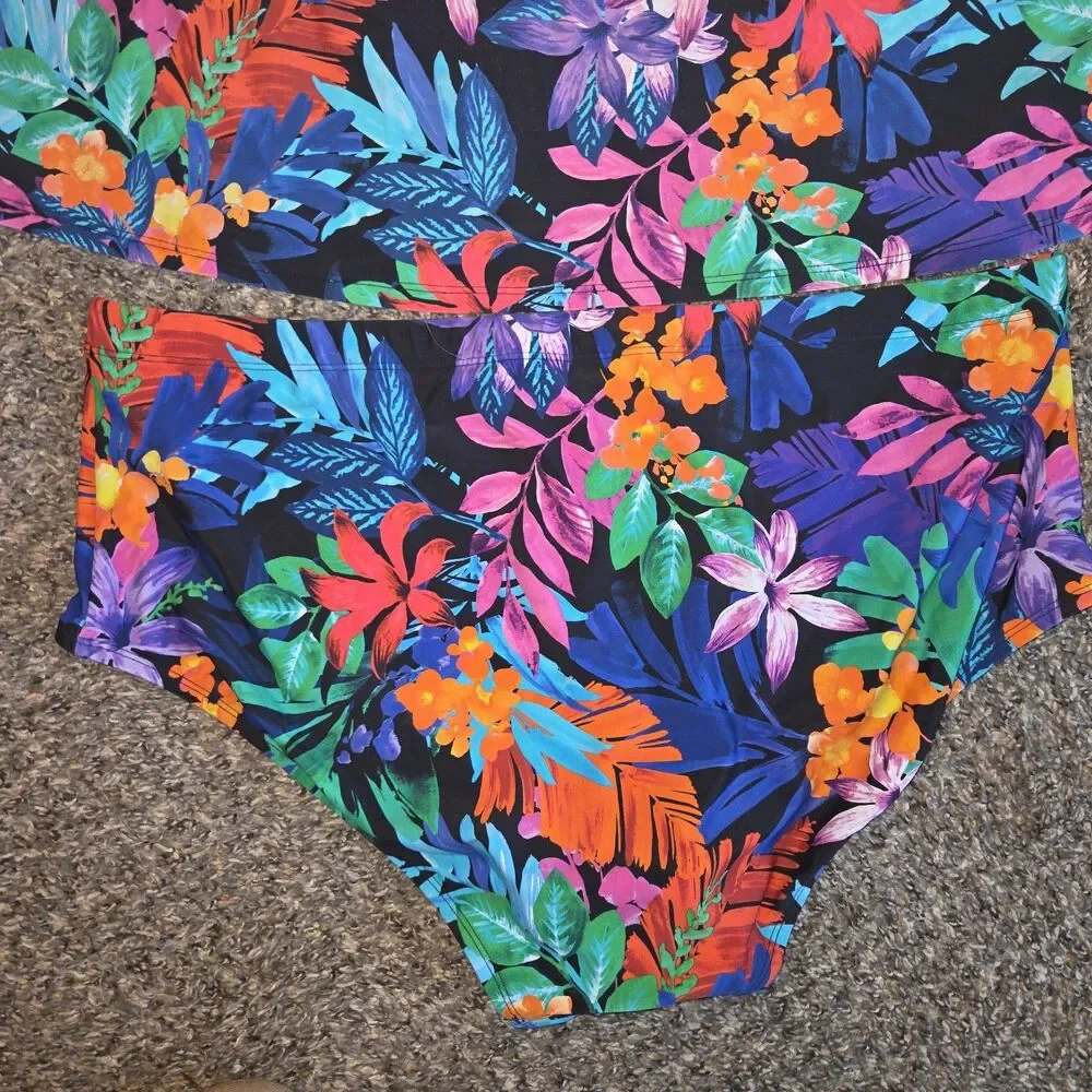 Swimsuits For All Women's Size 24 Two-Piece Tankini Swimsuit Set Tropical Floral